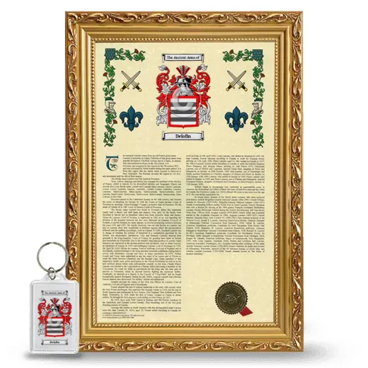 Delafin Framed Armorial History and Keychain - Gold