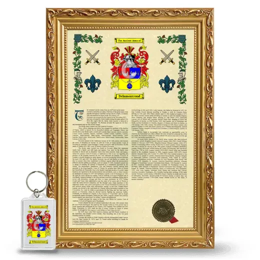 Delamontrond Framed Armorial History and Keychain - Gold