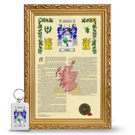 Delgiss Framed Armorial History and Keychain - Gold