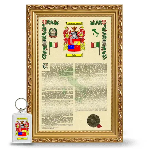 Delia Framed Armorial History and Keychain - Gold