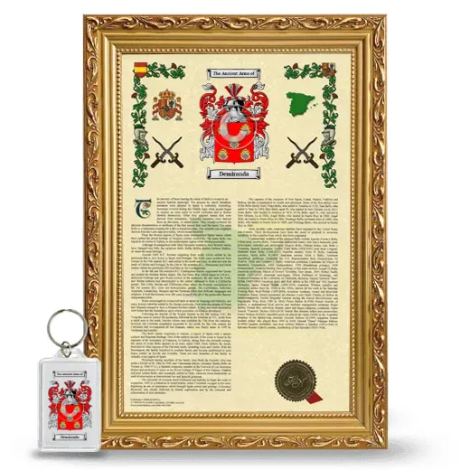Demiranda Framed Armorial History and Keychain - Gold