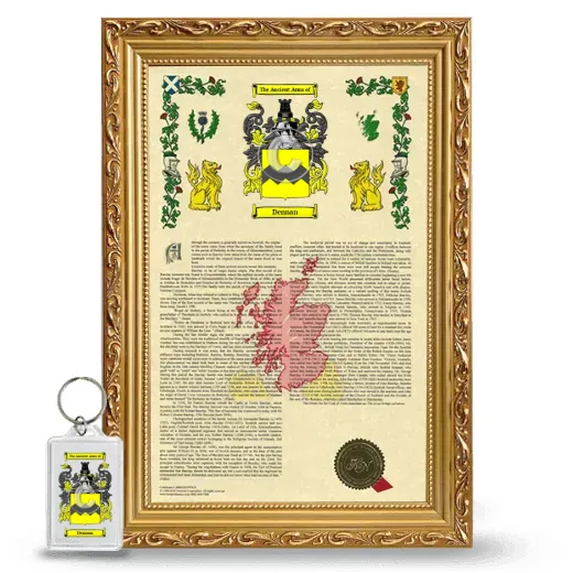 Dennan Framed Armorial History and Keychain - Gold