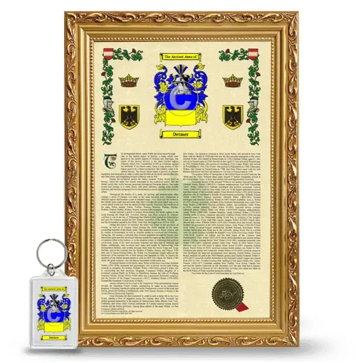 Detmer Framed Armorial History and Keychain - Gold