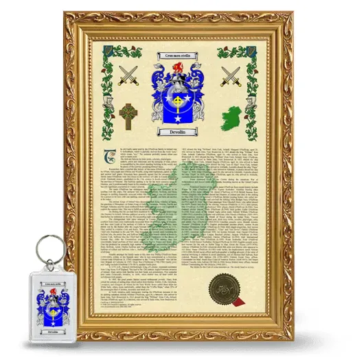 Devolin Framed Armorial History and Keychain - Gold
