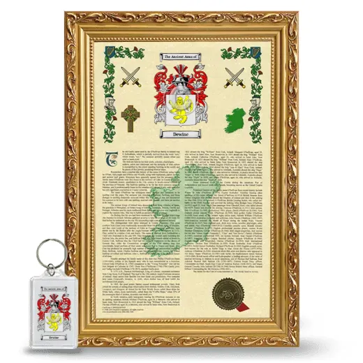 Dewine Framed Armorial History and Keychain - Gold