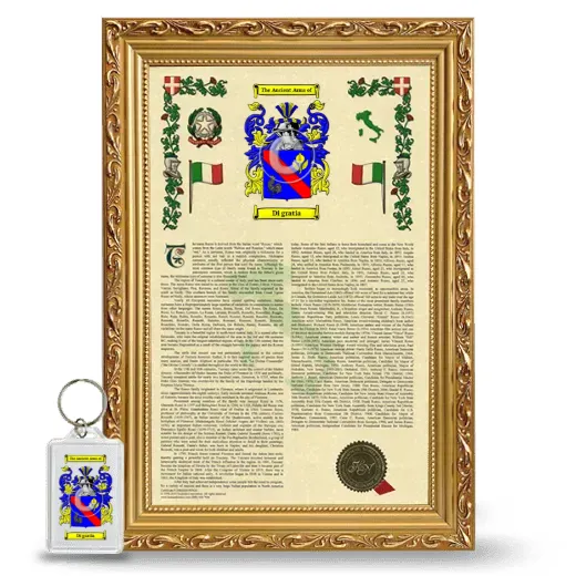 Di gratia Framed Armorial History and Keychain - Gold