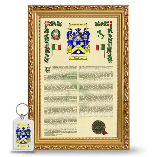 Di salerno Framed Armorial History and Keychain - Gold