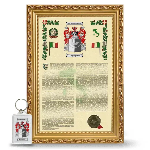 Di-gregorio Framed Armorial History and Keychain - Gold