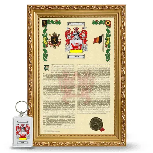 Dicke Framed Armorial History and Keychain - Gold