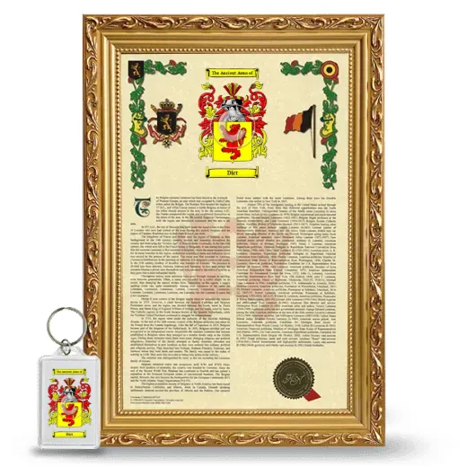 Dict Framed Armorial History and Keychain - Gold