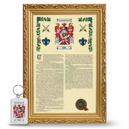 Didier Framed Armorial History and Keychain - Gold