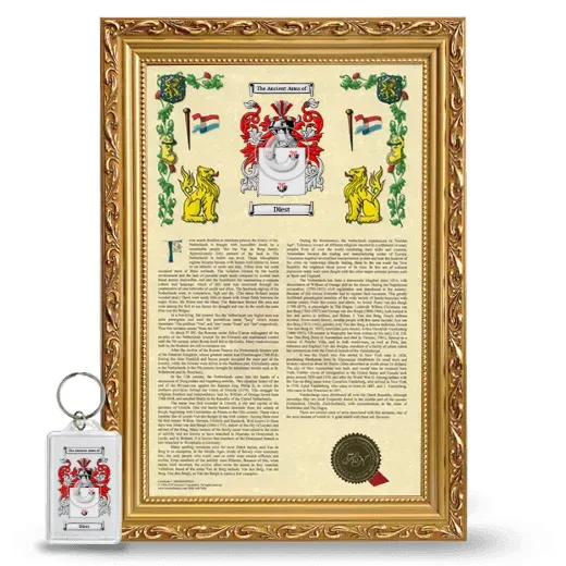 Diest Framed Armorial History and Keychain - Gold