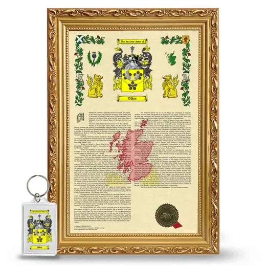 Dikes Framed Armorial History and Keychain - Gold