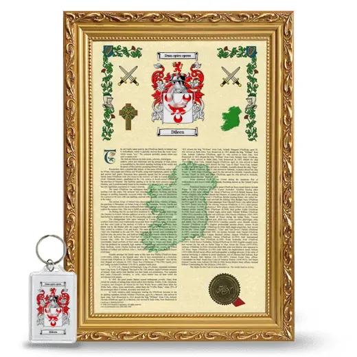 Dileen Framed Armorial History and Keychain - Gold