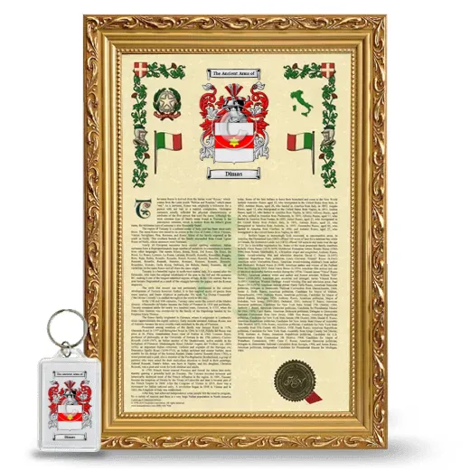 Dimas Framed Armorial History and Keychain - Gold