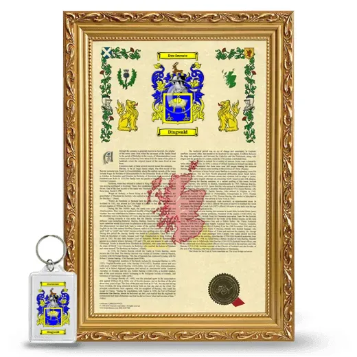 Dingwald Framed Armorial History and Keychain - Gold