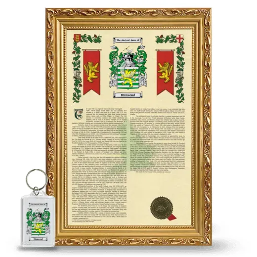 Dinneend Framed Armorial History and Keychain - Gold
