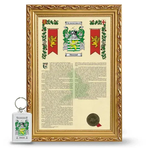 Dinneynd Framed Armorial History and Keychain - Gold