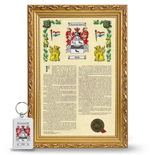 Dirck Framed Armorial History and Keychain - Gold