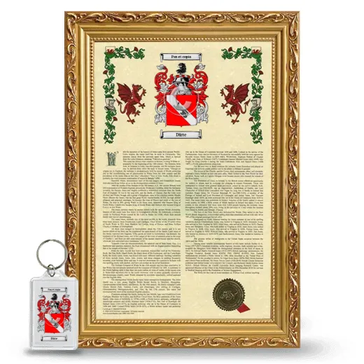 Dirte Framed Armorial History and Keychain - Gold