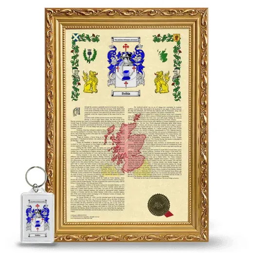 Dobia Framed Armorial History and Keychain - Gold