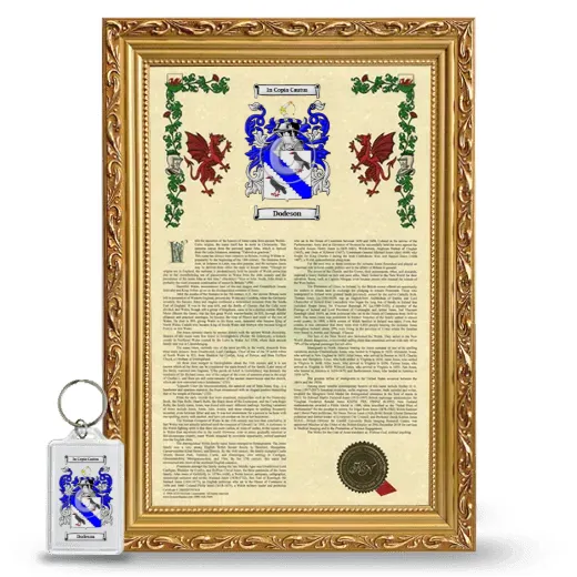 Dodeson Framed Armorial History and Keychain - Gold