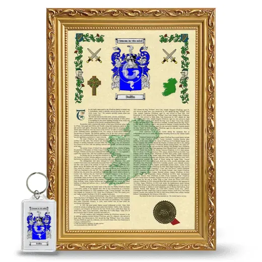 Dolfin Framed Armorial History and Keychain - Gold