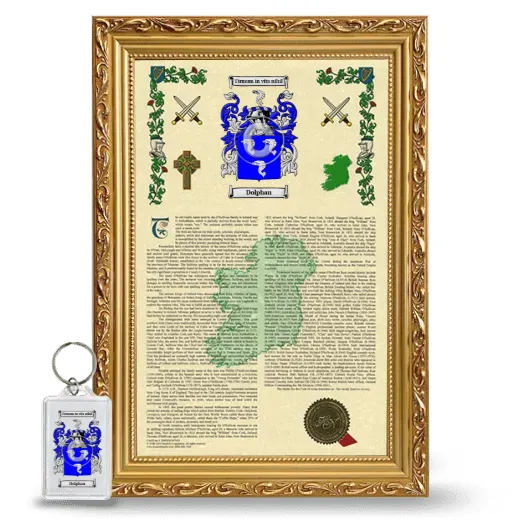 Dolphan Framed Armorial History and Keychain - Gold