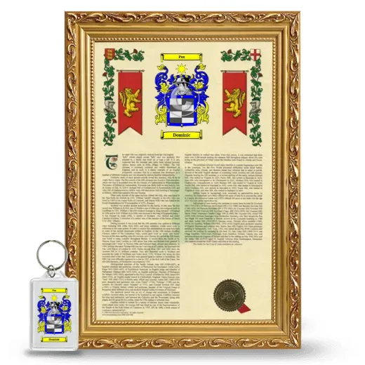 Dominic Framed Armorial History and Keychain - Gold