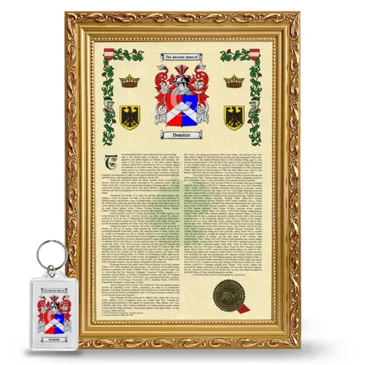 Dominic Framed Armorial History and Keychain - Gold