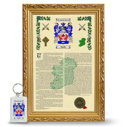 Donely Framed Armorial History and Keychain - Gold