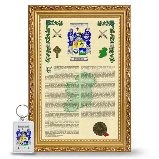 Donnelson Framed Armorial History and Keychain - Gold
