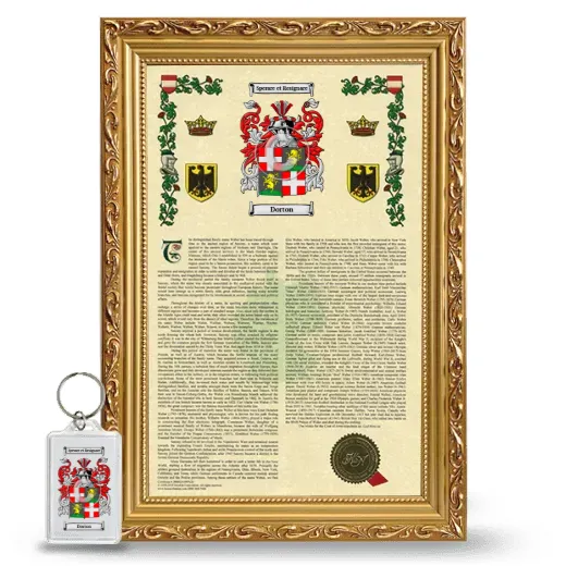 Dorton Framed Armorial History and Keychain - Gold