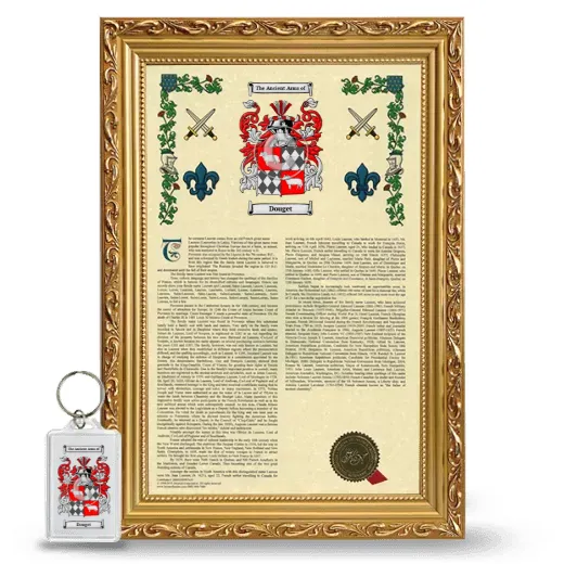 Douget Framed Armorial History and Keychain - Gold
