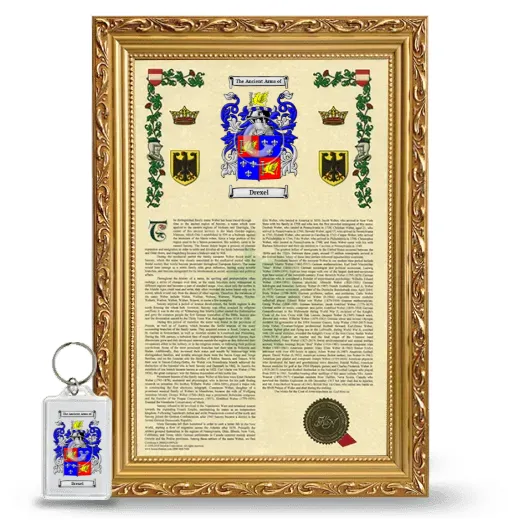 Drexel Framed Armorial History and Keychain - Gold