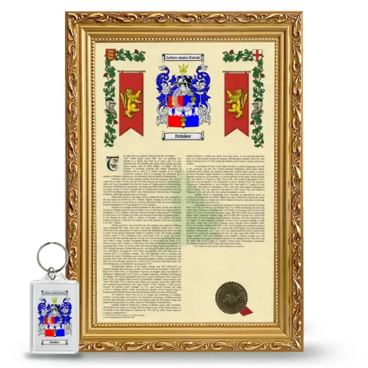 Drinker Framed Armorial History and Keychain - Gold