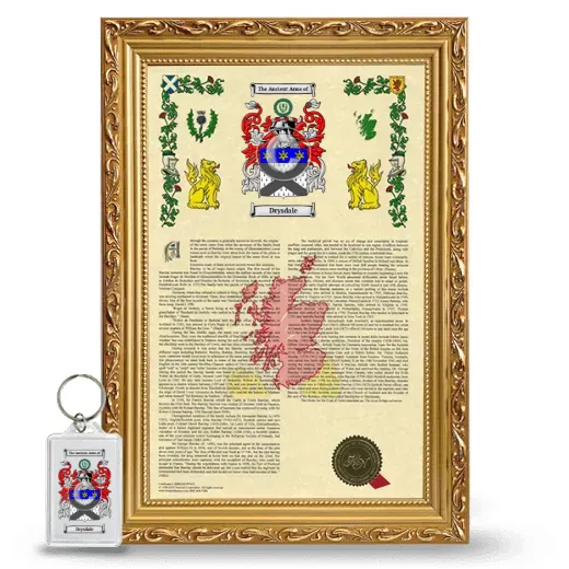 Drysdale Framed Armorial History and Keychain - Gold