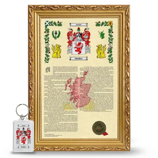 Dundass Framed Armorial History and Keychain - Gold