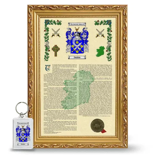 Dunion Framed Armorial History and Keychain - Gold
