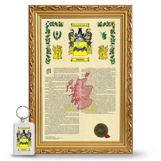 Dunivan Framed Armorial History and Keychain - Gold