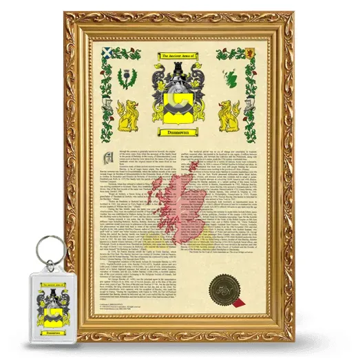 Dunnovan Framed Armorial History and Keychain - Gold