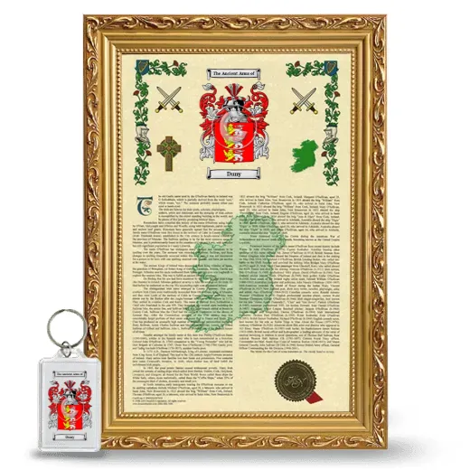 Duny Framed Armorial History and Keychain - Gold