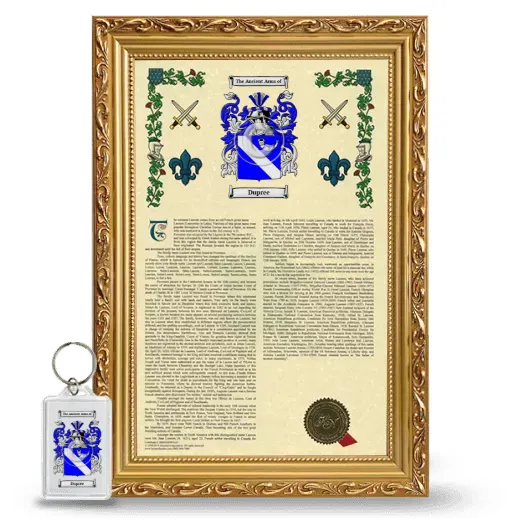 Dupree Framed Armorial History and Keychain - Gold