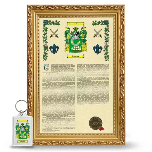 Durante Framed Armorial History and Keychain - Gold
