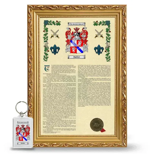Durfort Framed Armorial History and Keychain - Gold