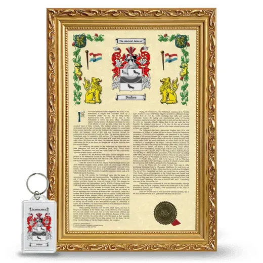 Durkee Framed Armorial History and Keychain - Gold