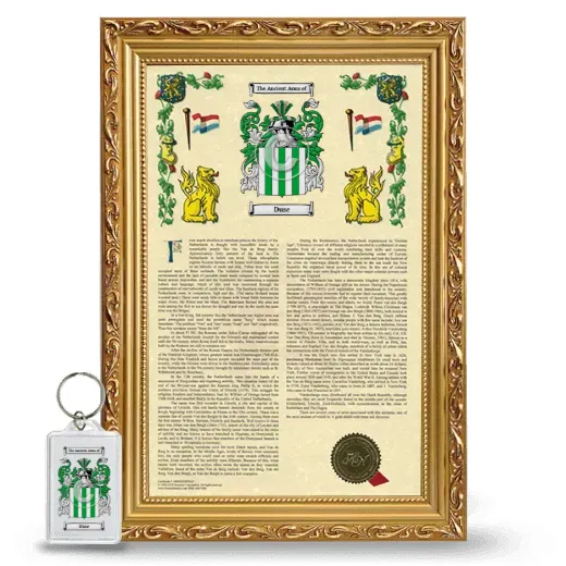 Duse Framed Armorial History and Keychain - Gold