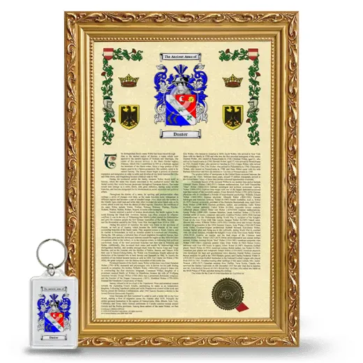 Duster Framed Armorial History and Keychain - Gold