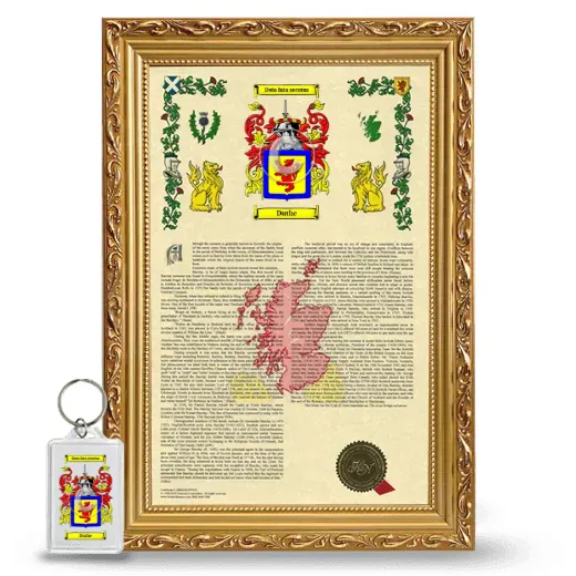 Duthe Framed Armorial History and Keychain - Gold