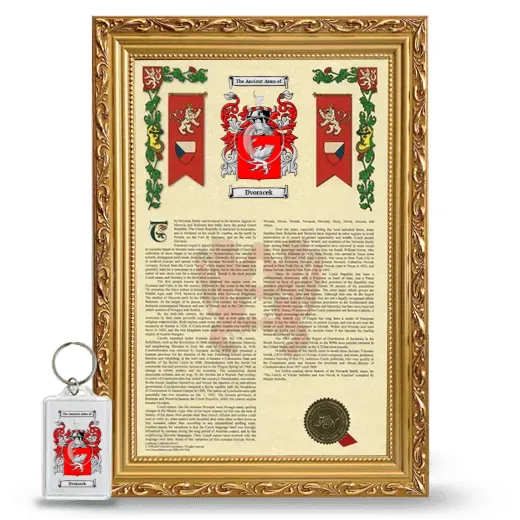 Dvoracek Framed Armorial History and Keychain - Gold